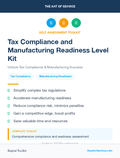 Tax Compliance and Manufacturing Readiness Level Kit