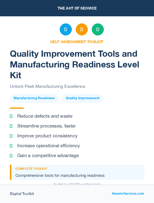Quality Improvement Tools and Manufacturing Readiness Level Kit