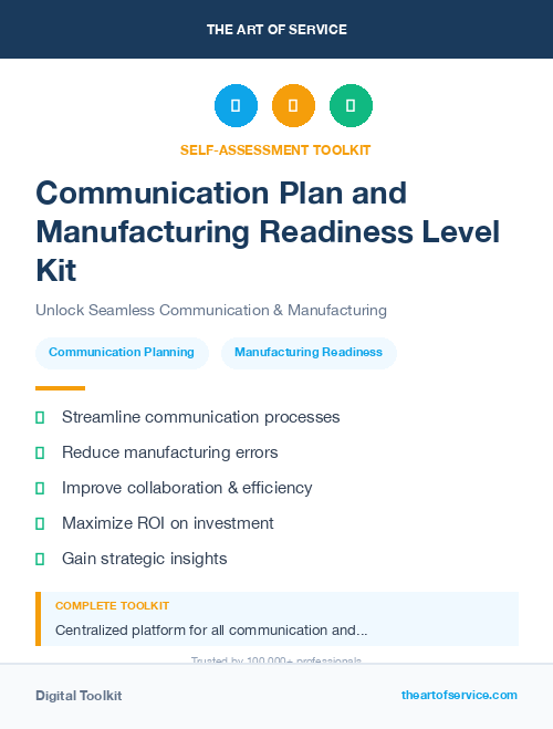 Communication Plan and Manufacturing Readiness Level Kit