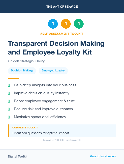 Transparent Decision Making and Employee Loyalty Kit