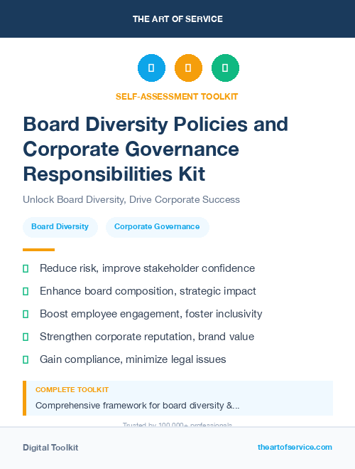 Board Diversity Policies and Corporate Governance Responsibilities Kit