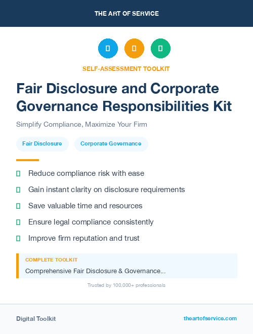 Fair Disclosure and Corporate Governance Responsibilities Kit