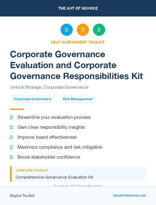 Corporate Governance Evaluation and Corporate Governance Responsibilities Kit