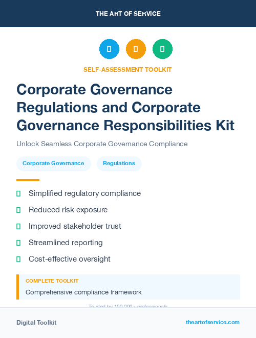 Corporate Governance Regulations and Corporate Governance Responsibilities Kit