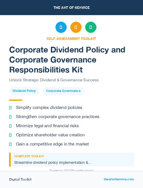 Corporate Dividend Policy and Corporate Governance Responsibilities Kit