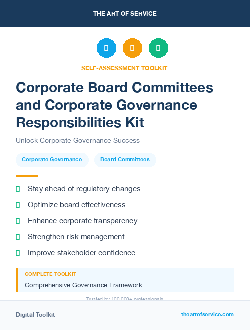 Corporate Board Committees and Corporate Governance Responsibilities Kit