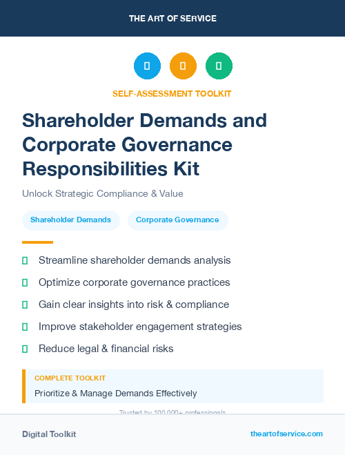 Shareholder Demands and Corporate Governance Responsibilities Kit