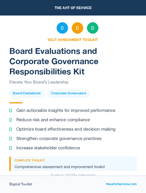 Board Evaluations and Corporate Governance Responsibilities Kit