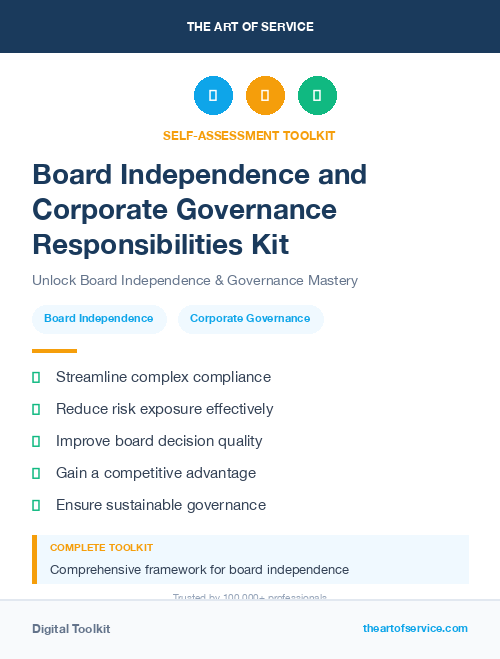 Board Independence and Corporate Governance Responsibilities Kit