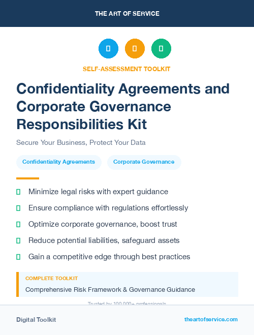 Confidentiality Agreements and Corporate Governance Responsibilities Kit