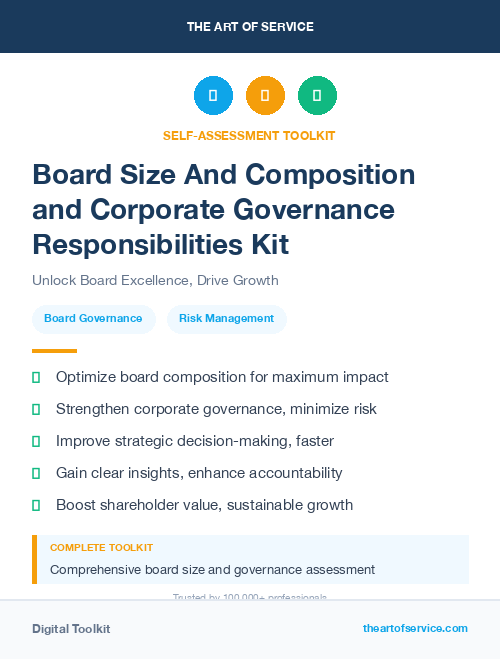 Board Size And Composition and Corporate Governance Responsibilities Kit