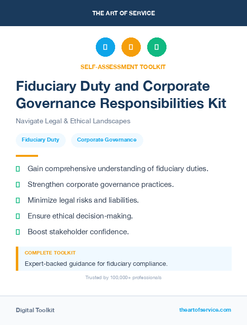 Fiduciary Duty and Corporate Governance Responsibilities Kit