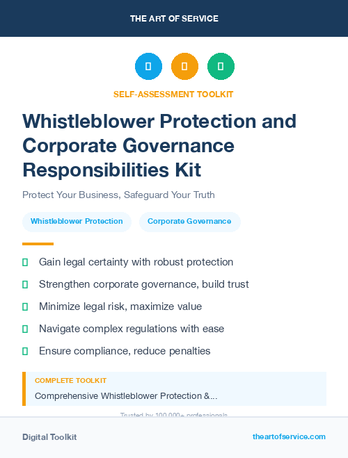 Whistleblower Protection and Corporate Governance Responsibilities Kit