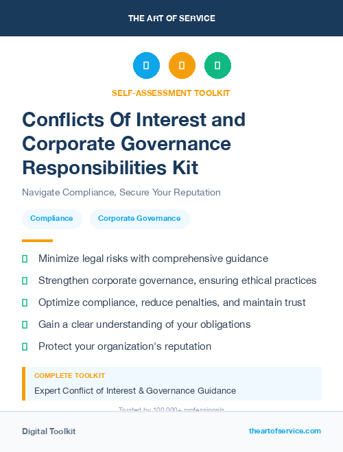 Conflicts Of Interest and Corporate Governance Responsibilities Kit
