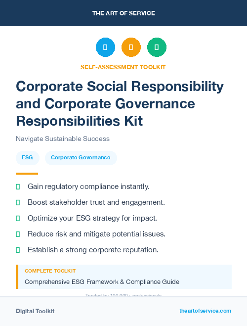 Corporate Social Responsibility and Corporate Governance Responsibilities Kit