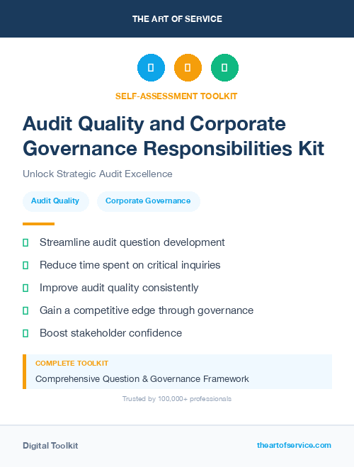 Audit Quality and Corporate Governance Responsibilities Kit