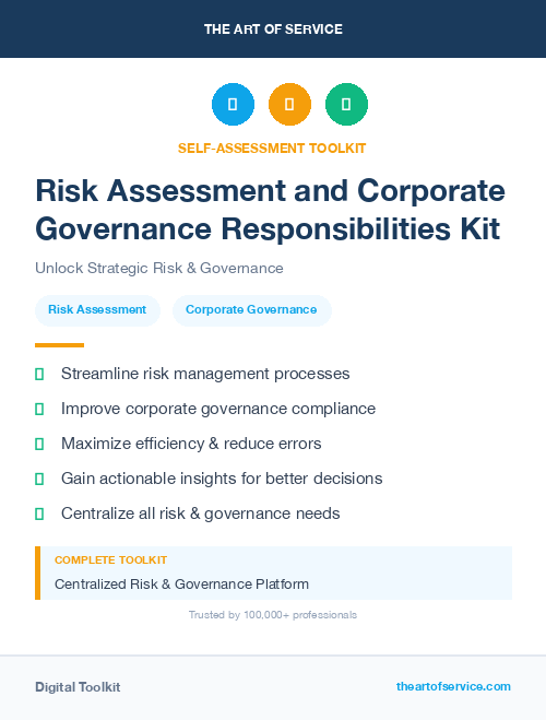 Risk Assessment and Corporate Governance Responsibilities Kit