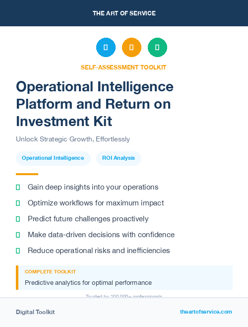 Operational Intelligence Platform and Return on Investment Kit