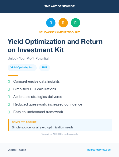 Yield Optimization and Return on Investment Kit