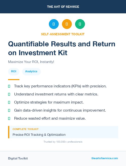 Quantifiable Results and Return on Investment Kit