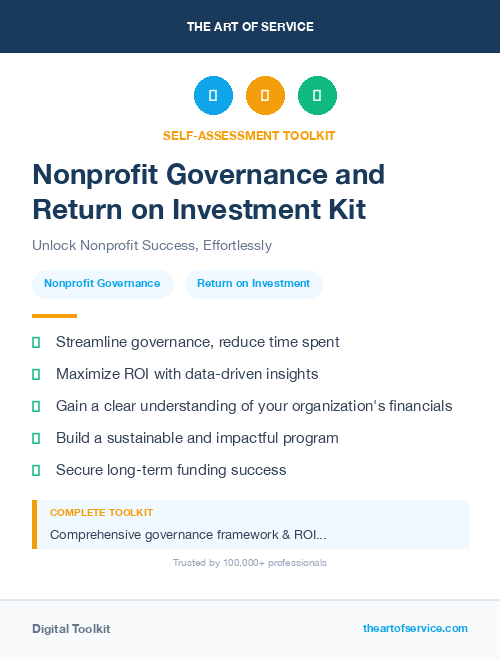 Nonprofit Governance and Return on Investment Kit