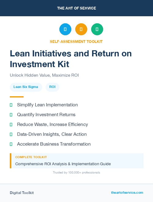 Lean Initiatives and Return on Investment Kit