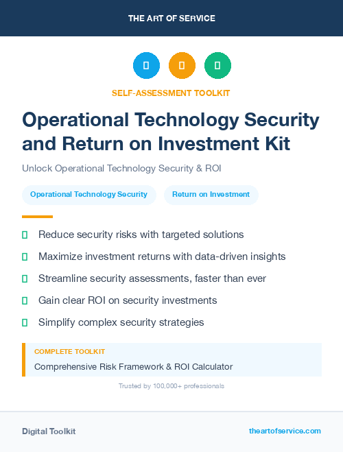 Operational Technology Security and Return on Investment Kit