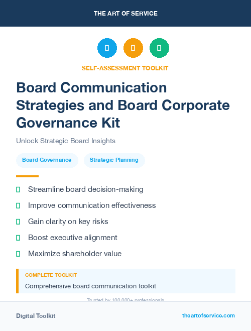 Board Communication Strategies and Board Corporate Governance Kit