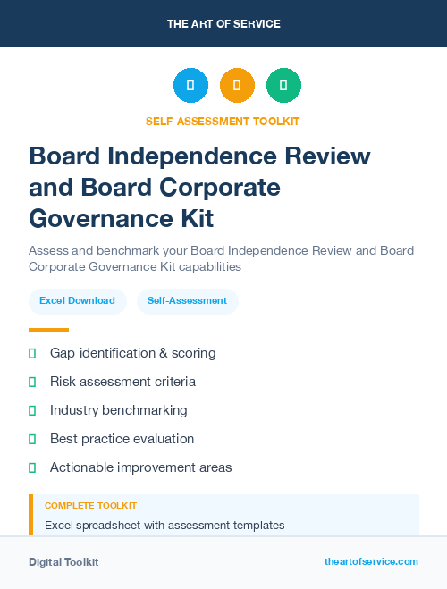 Board Independence Review and Board Corporate Governance Kit