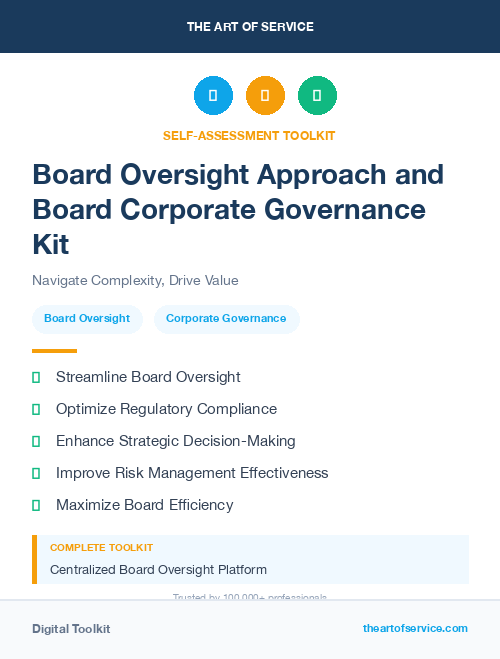 Board Oversight Approach and Board Corporate Governance Kit