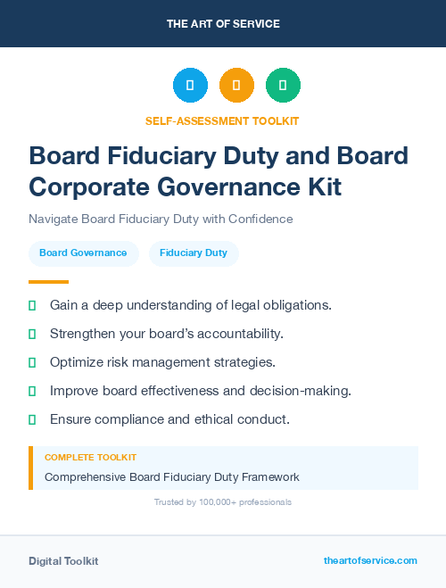 Board Fiduciary Duty and Board Corporate Governance Kit