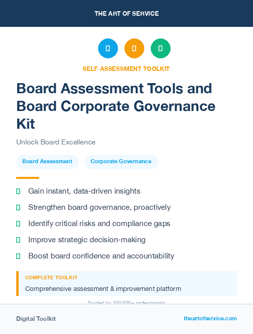 Board Assessment Tools and Board Corporate Governance Kit