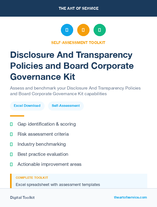 Disclosure And Transparency Policies and Board Corporate Governance Kit
