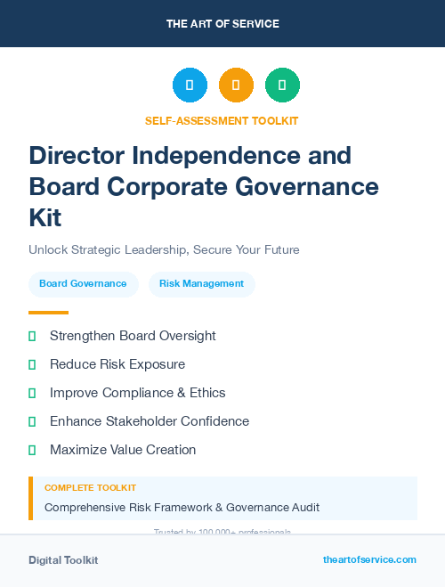 Director Independence and Board Corporate Governance Kit