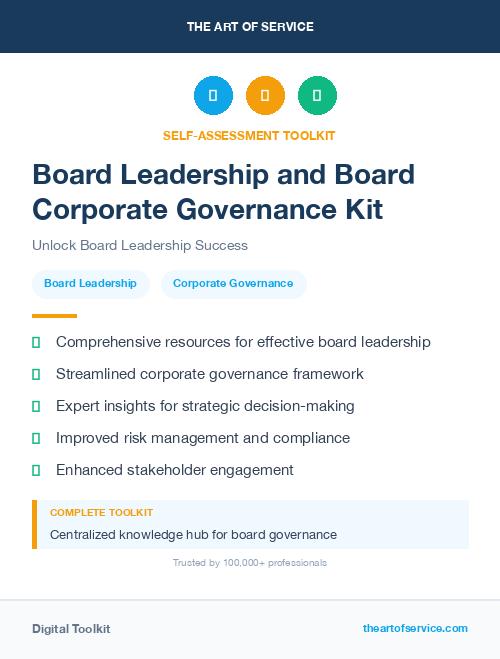 Board Leadership and Board Corporate Governance Kit