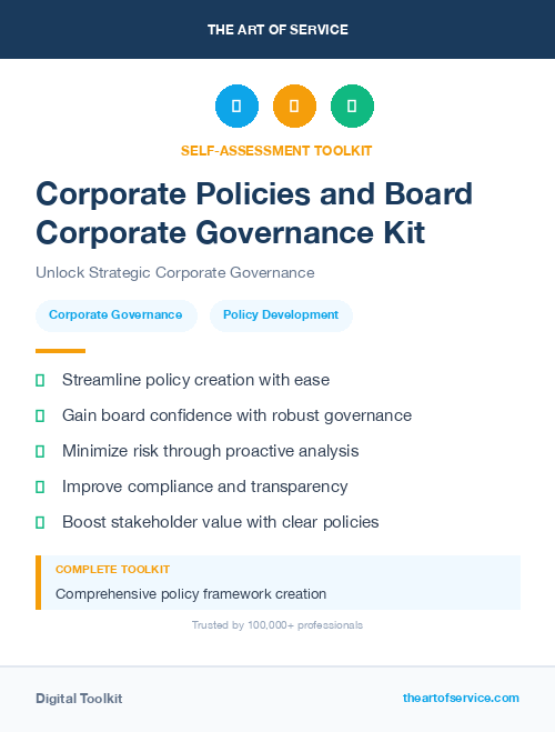 Corporate Policies and Board Corporate Governance Kit