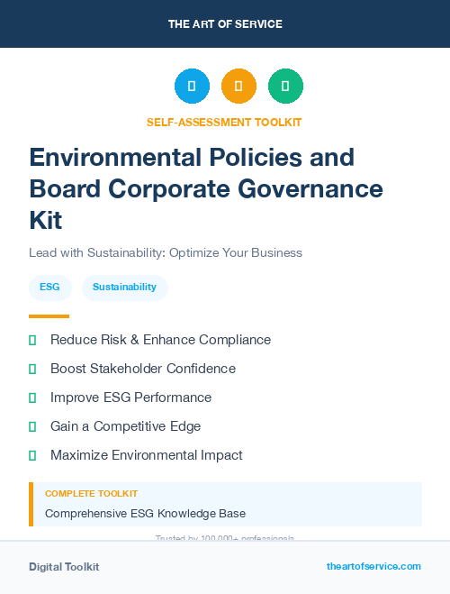 Environmental Policies and Board Corporate Governance Kit