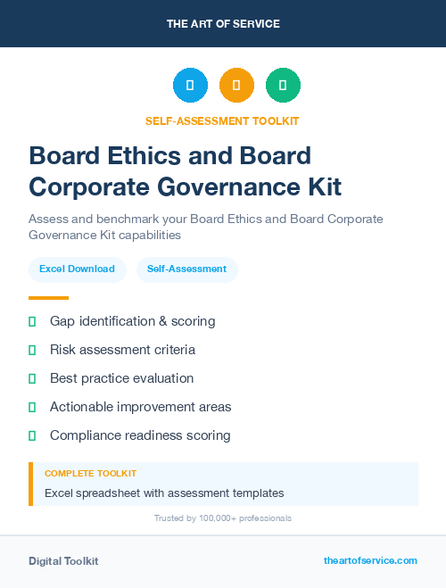 Board Ethics and Board Corporate Governance Kit
