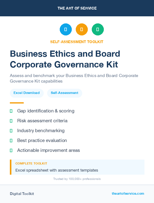Business Ethics and Board Corporate Governance Kit