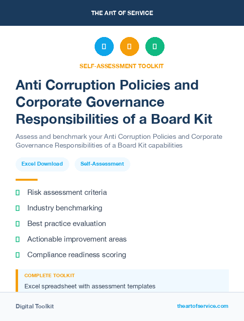 Anti Corruption Policies and Corporate Governance Responsibilities of a Board Kit