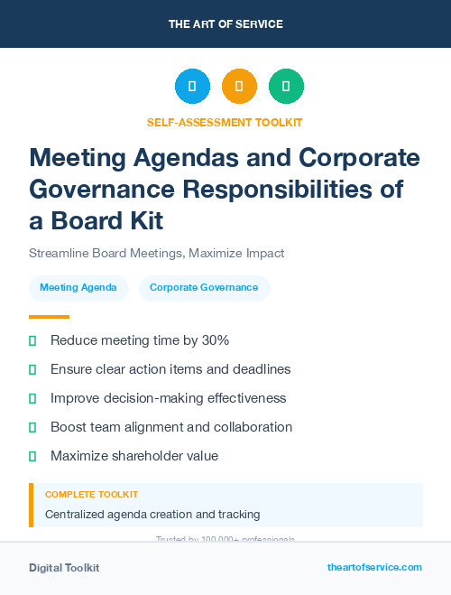 Meeting Agendas and Corporate Governance Responsibilities of a Board Kit