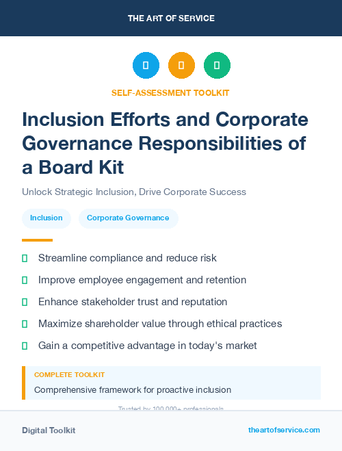 Inclusion Efforts and Corporate Governance Responsibilities of a Board Kit