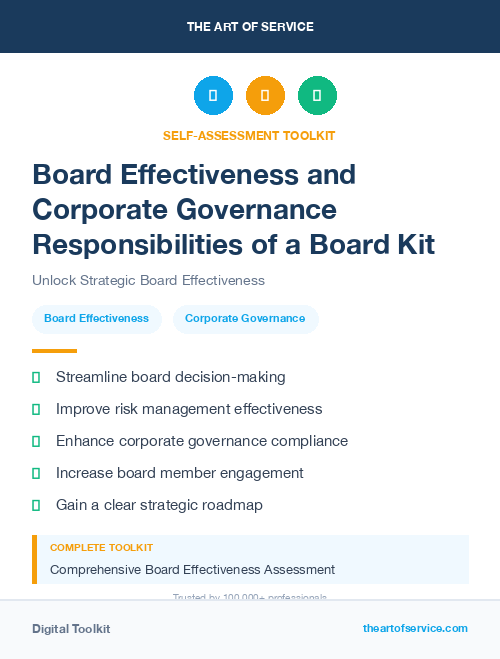 Board Effectiveness and Corporate Governance Responsibilities of a Board Kit