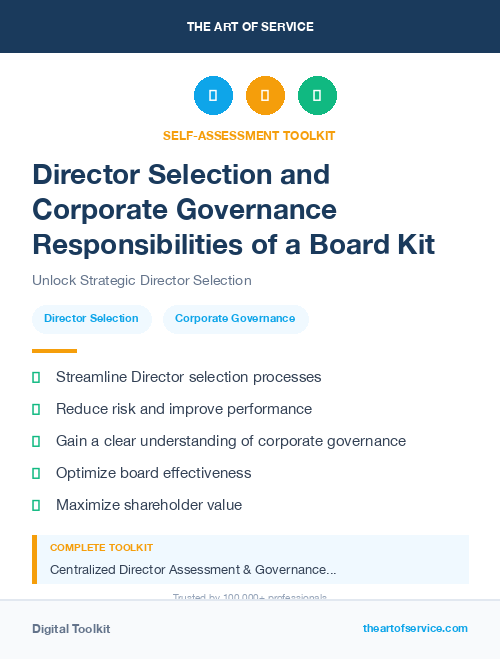 Director Selection and Corporate Governance Responsibilities of a Board Kit