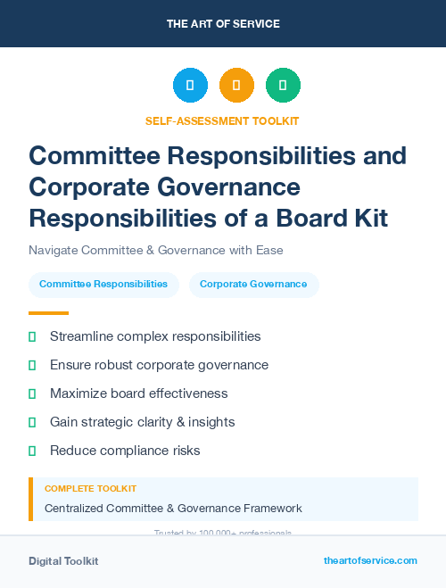 Committee Responsibilities and Corporate Governance Responsibilities of a Board Kit