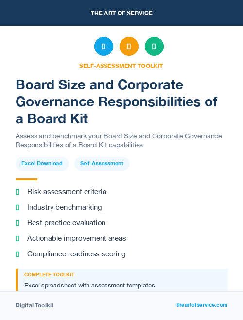 Board Size and Corporate Governance Responsibilities of a Board Kit