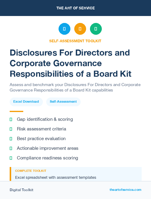 Disclosures For Directors and Corporate Governance Responsibilities of a Board Kit