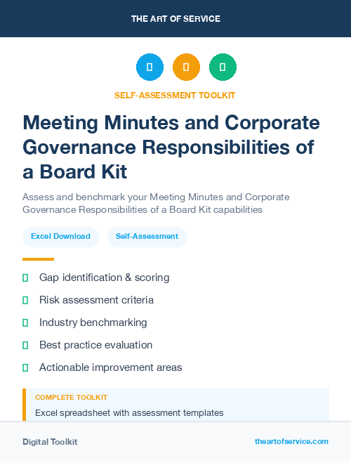 Meeting Minutes and Corporate Governance Responsibilities of a Board Kit