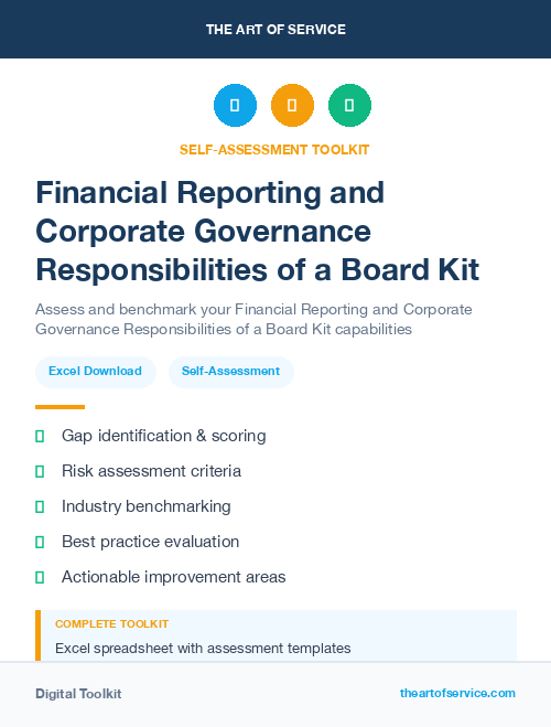 Financial Reporting and Corporate Governance Responsibilities of a Board Kit