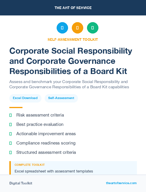 Corporate Social Responsibility and Corporate Governance Responsibilities of a Board Kit